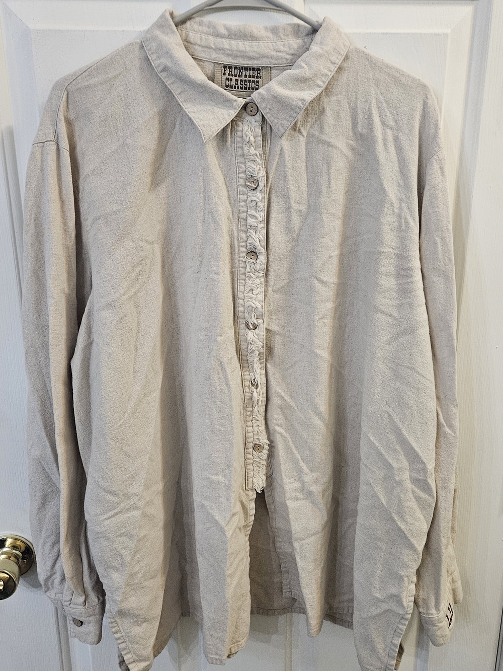 Frontier Classics Gent Shirt Mens 2XL Tan Cotton Old West Steampunk Bib